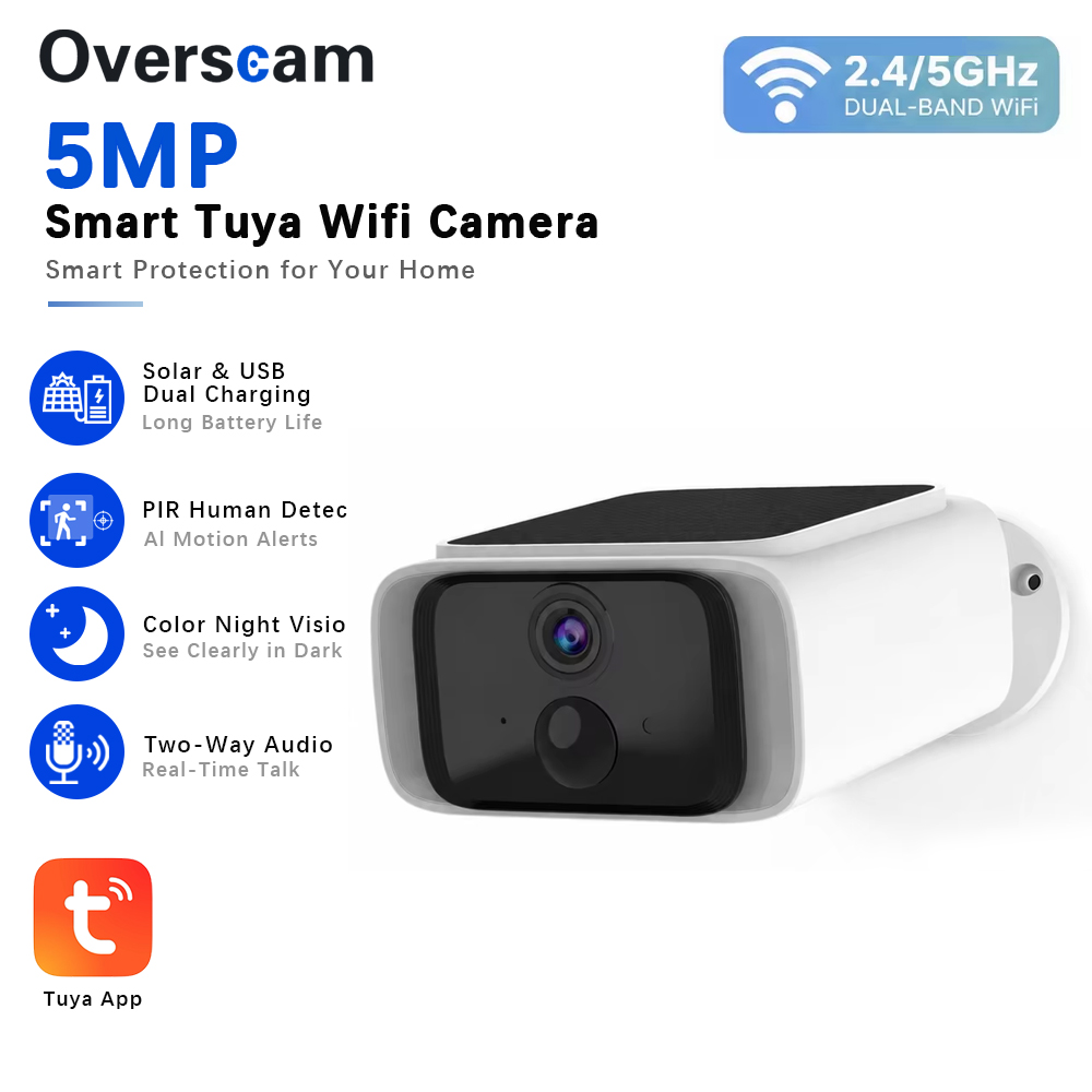 Home Security Bell - Tuya 5MP Solar Security Camera Wireless