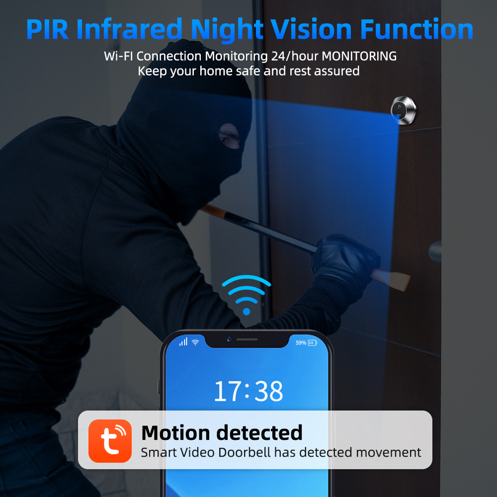 1080P WiFi Peephole Tuya Smart - Home Security Doorbell Camera review and price